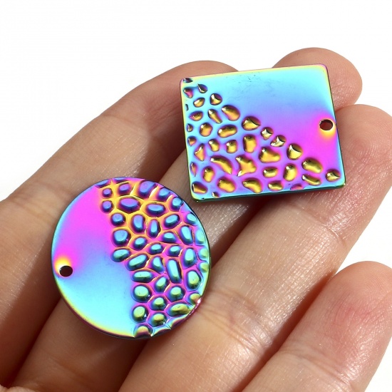 Imagen de 304 Acero Inoxidable Serie de Geometría Colgantes Charms Geométrico Multicolor Textura 5 Unidades