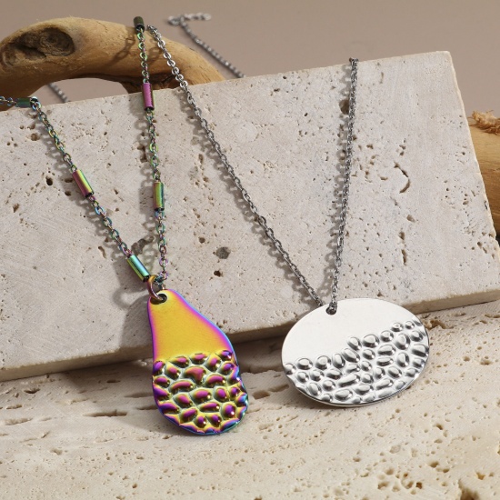 Imagen de 304 Acero Inoxidable Serie de Geometría Colgantes Charms Geométrico Multicolor Textura 5 Unidades