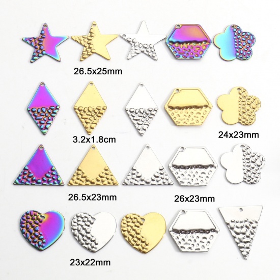 Image de Breloques en 304 Acier Inoxydable Série Géométrie Géométrique Multicolore Texture 5 Pcs