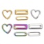 Immagine di 5 Pz Placcatura Sottovuoto 304 Acciaio Inossidabile Pendenti Charms Connettori Rettangolo Multicolore Cuore Filigrana