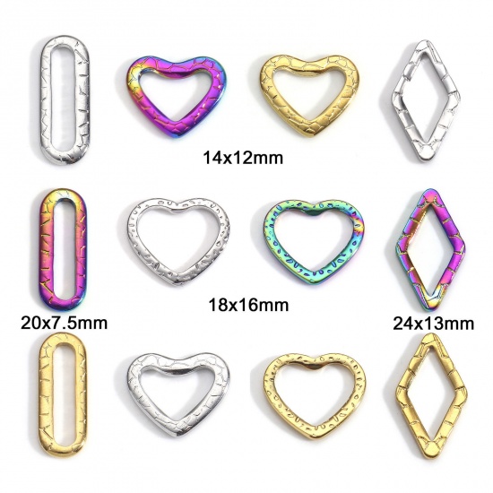Picture of 304 Stainless Steel Connectors Charms Pendants Multicolor Geometric Crackle