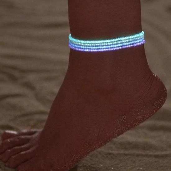 Изображение Lampwork Glass Glow In The Dark Anklet Set Multicolor Beaded