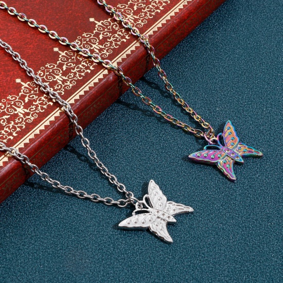 Immagine di Placcatura Sottovuoto Ecologica 304 Acciaio Inossidabile Insetto Charms Farfalla Multicolore 3 Pz