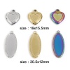 Bild von Umweltfreundlich 304 Edelstahl Valentinstag Charms Herz Bunt Cabochon Fassung 19mm x 15.5mm, 3 Stück
