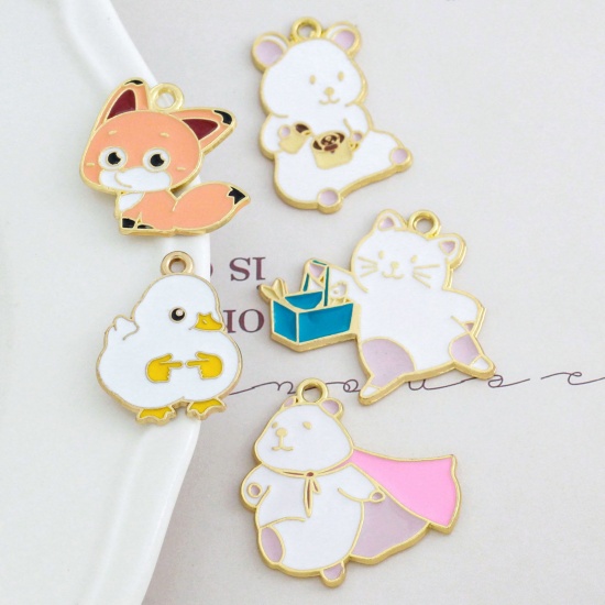 Picture of Zinc Based Alloy Charms KC Gold Plated Multicolor Animal Enamel