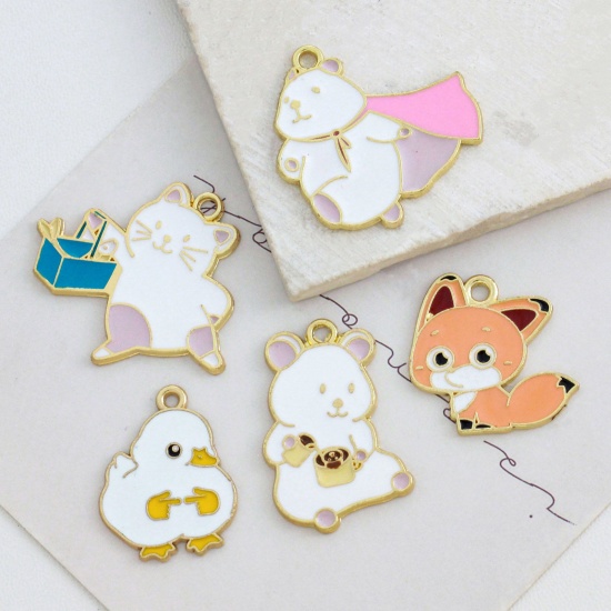 Picture of Zinc Based Alloy Charms KC Gold Plated Multicolor Animal Enamel