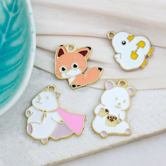 Picture of Zinc Based Alloy Charms KC Gold Plated Multicolor Animal Enamel