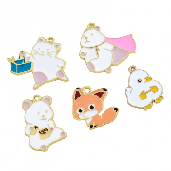 Picture of Zinc Based Alloy Charms KC Gold Plated Multicolor Animal Enamel