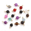 Image de 2 Pcs Breloques en 304 Acier Inoxydable & Pierre Rond Doré Multicolore 12mm x 6mm