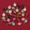 Image de 2 Pcs Breloques en 304 Acier Inoxydable & Pierre Rond Doré Multicolore 12mm x 6mm