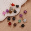 Image de 2 Pcs Breloques en 304 Acier Inoxydable & Pierre Rond Doré Multicolore 12mm x 6mm