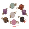 Image de 2 Pcs Breloques en 304 Acier Inoxydable & Pierre Rond Doré Multicolore 12mm x 6mm