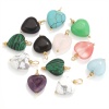Picture of 304 Stainless Steel & Stone Charms Gold Plated Multicolor Heart