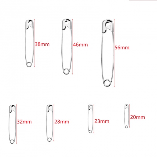 Picture of 304 Stainless Steel Safety Pin Brooches Silver Tone