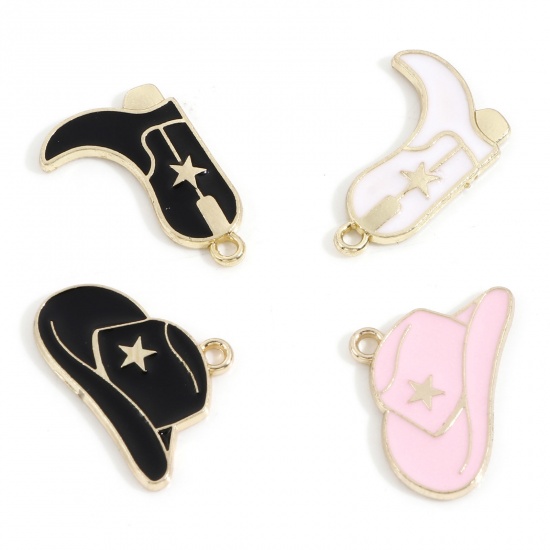 Picture of Zinc Based Alloy West Cowboy Charms Gold Plated Boots Hat Enamel