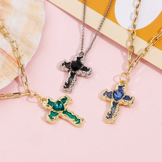 Picture of Zinc Based Alloy Religious Charms Multicolor Cross Enamel 28mm x 19mm