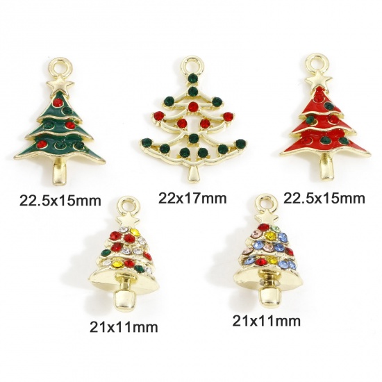 Picture of Zinc Based Alloy Christmas Charms Light Golden Christmas Tree