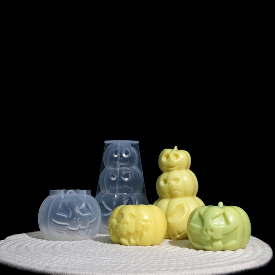 Immagine di Silicone Halloween Stampo in Resina per la Produzione di Sapone per Candele Fai-Da-Te Zucca Bianco 1 Pz