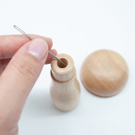Image de Outil de Réparation de Tricot au Crochet Trous de Chaussette à Repriser en Bois Champignon Couleur Naturelle 1 Kit