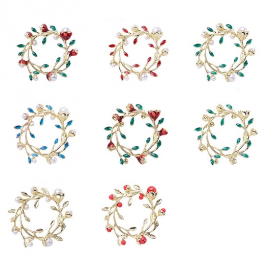 Immagine di Lega di Zinco Ciondoli Oro Chiaro Vite Fiore Smalto 3.8cm x 3.8cm, 2 Pz