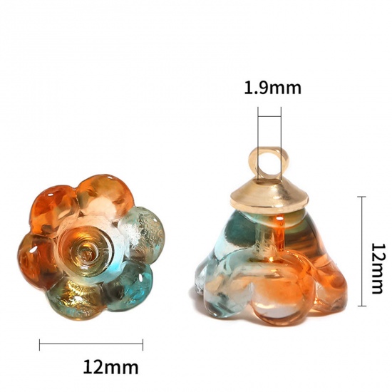 Picture of Lampwork Glass Charms Multicolor Lily Of The Valley Flower Flower Gradient Color 12mm x 12mm