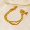 Immagine di Placcatura Sottovuoto Ecologica Elegante Semplice Placcato Oro 18K 304 Acciaio Inossidabile Catena di Serpente Braccialetti Per Donne Festa 1 Pz