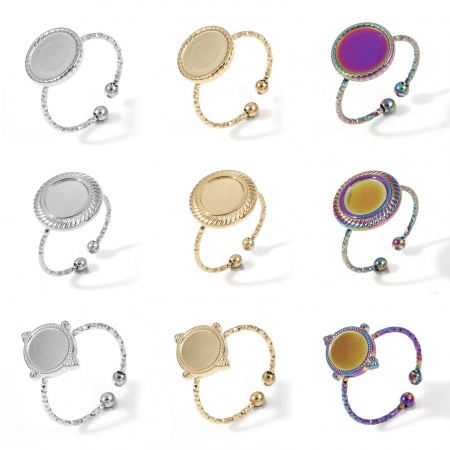 304 Edelstahl Offen Ring Bunt Cabochon Fassung 1 Stück