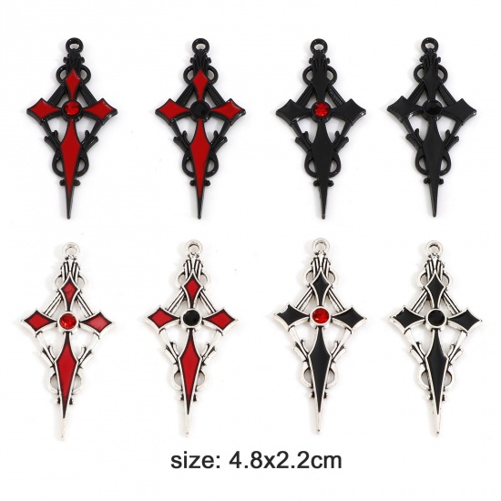Picture of Zinc Based Alloy Religious Pendants Multicolor Cross Enamel 2.2cm Dia.