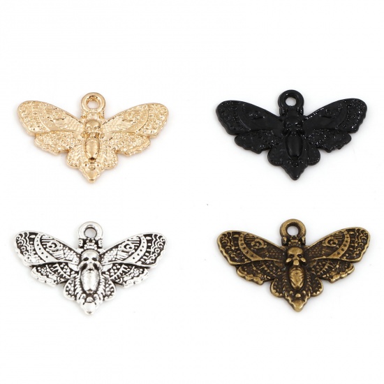 Picture of Zinc Based Alloy Halloween Charms Multicolor Moth Skull 20mm x 13mm