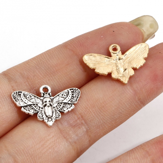 Picture of Zinc Based Alloy Halloween Charms Multicolor Moth Skull 20mm x 13mm