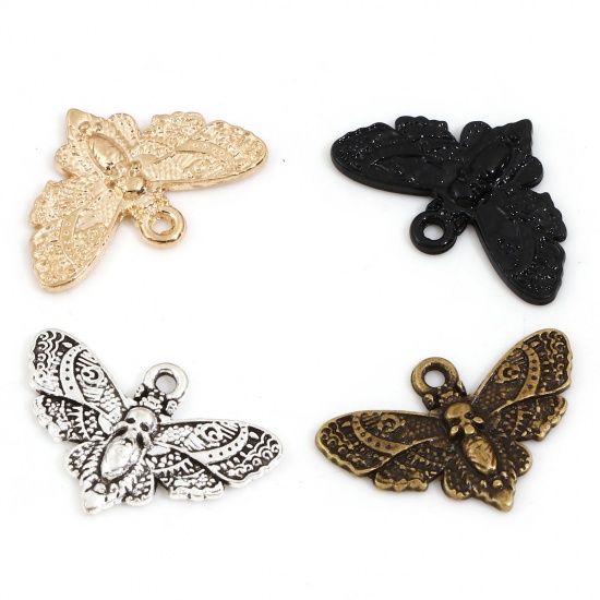 Picture of Zinc Based Alloy Halloween Charms Multicolor Moth Skull 20mm x 13mm