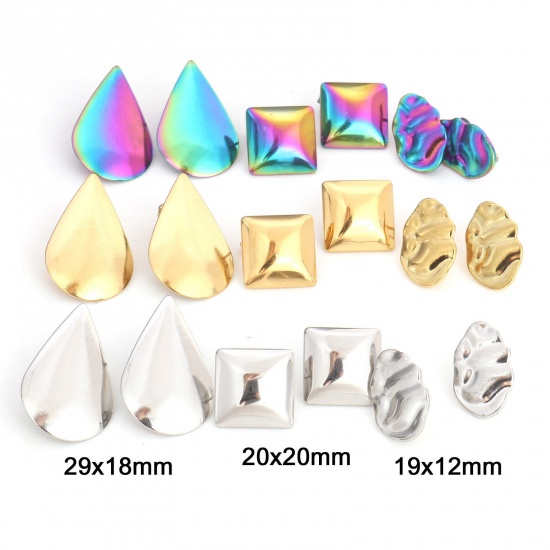 Picture of 304 Stainless Steel Geometry Series Ear Post Stud Earring With Loop Connector Accessories