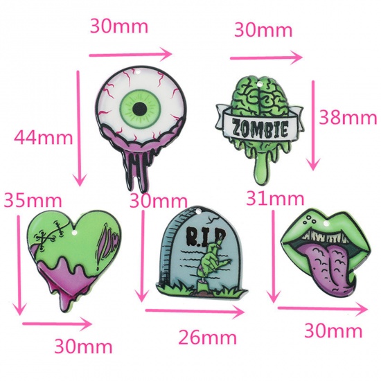 Picture of Acrylic Halloween Pendants Green Double Sided