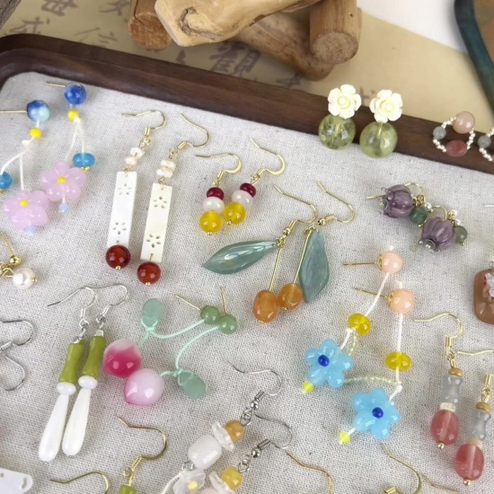 Picture of Lampwork Glass Ethnic Earrings Multicolor Strip Flower