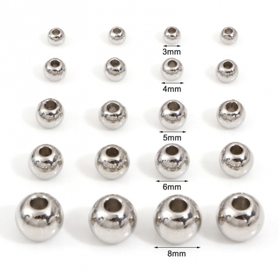 Picture of Zinc Based Alloy Spacer Beads For DIY Charm Jewelry Making Silver Tone Round
