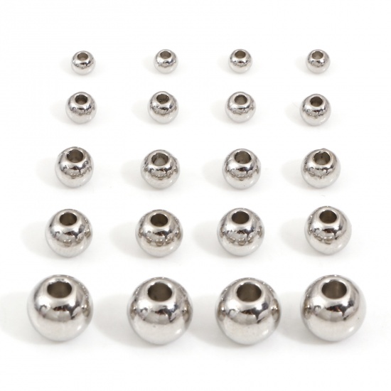 Picture of Zinc Based Alloy Spacer Beads For DIY Charm Jewelry Making Silver Tone Round
