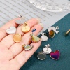Picture of 304 Stainless Steel Ear Post Stud Earrings Disc Multicolor Heart Cabochon Settings