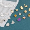 Picture of 304 Stainless Steel Ear Post Stud Earrings Disc Multicolor Heart Cabochon Settings