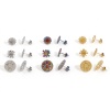 Picture of 304 Stainless Steel Ear Post Stud Earrings Round Multicolor Cabochon Settings