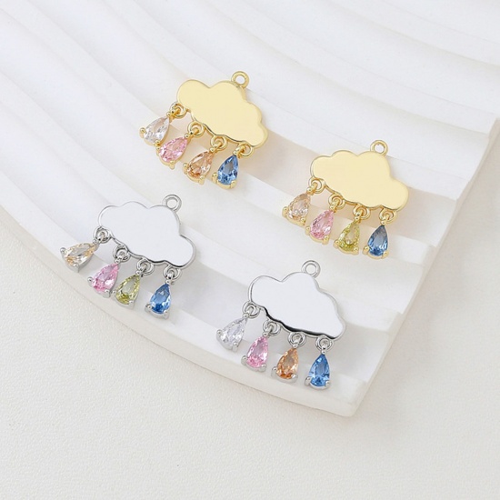 Picture of Brass Weather Collection Charms Multicolor Cloud Drop Multicolour Cubic Zirconia 19mm x 16mm