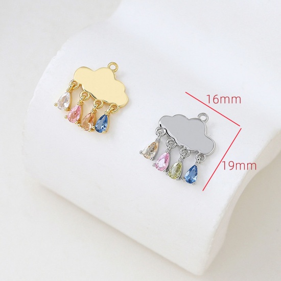 Picture of Brass Weather Collection Charms Multicolor Cloud Drop Multicolour Cubic Zirconia 19mm x 16mm