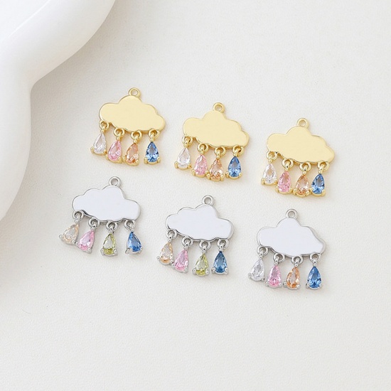 Picture of Brass Weather Collection Charms Multicolor Cloud Drop Multicolour Cubic Zirconia 19mm x 16mm