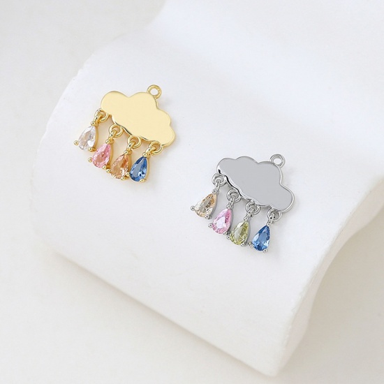 Picture of Brass Weather Collection Charms Multicolor Cloud Drop Multicolour Cubic Zirconia 19mm x 16mm