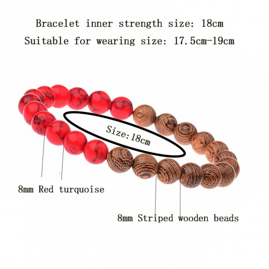 Imagen de Madera Elegante Dainty Bracelets Delicate Bracelets Beaded Bracelet Multicolor Mensaje " Empalme " 1 Unidad
