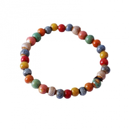 Immagine di Ceramica Etnico Bracciali Delicato bracciali delicate braccialetto in rilievo Multicolore Elastico 1 Pz