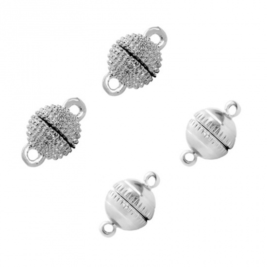 Picture of Zinc Based Alloy Magnetic Clasps Ball Silver Tone 1 Packet