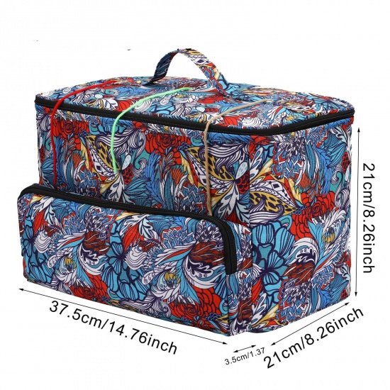 Picture of Oxford Fabric Wool Yarn Knitting Needle Crochet Tools Storage Bag Organizer Flower Leaves Multicolor