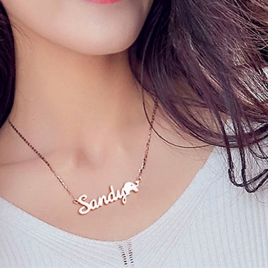 Picture of 304 Stainless Steel Customized Name Necklace Personalized Letter Pendant