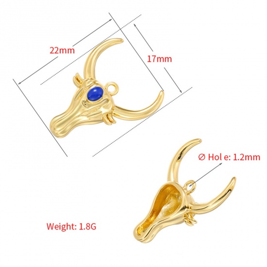 Picture of Brass Charms Multicolor Bull Head/ Cow Head Enamel 22mm x 17mm                                                                                                                                                                                                