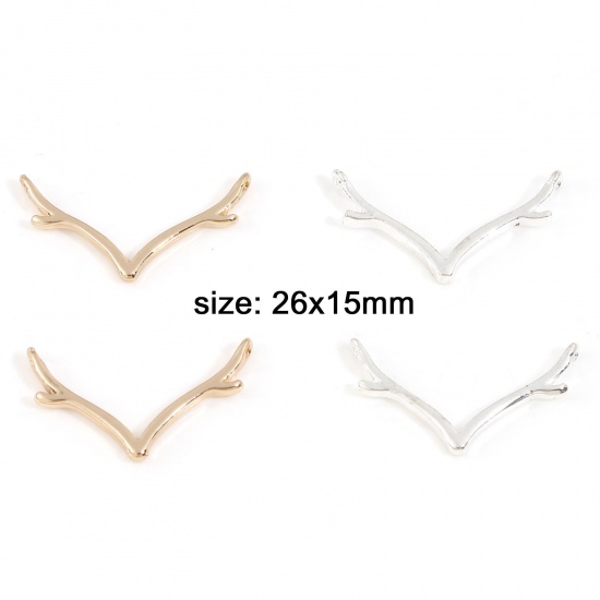 Picture of Zinc Based Alloy Christmas Connectors Charms Pendants Multicolor Antler 26mm x 15mm